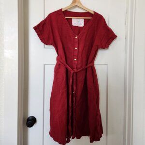Not Perfect Linen One Size Red Wine Dress